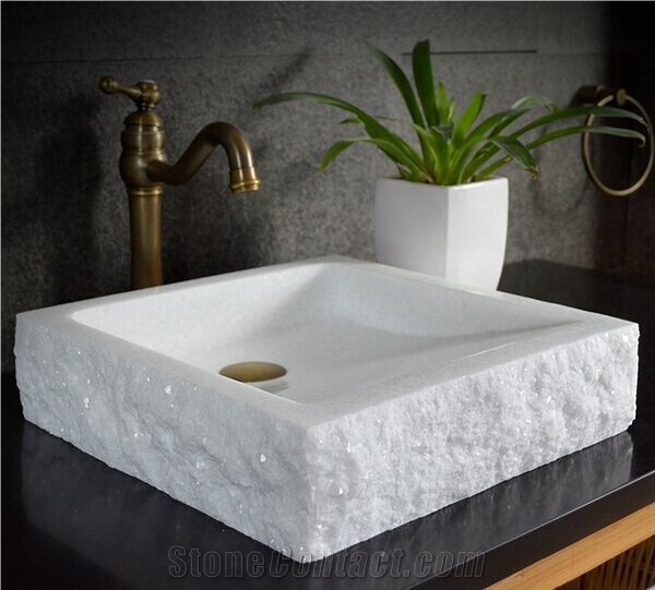 Beige Marble Round Sink Solid Surface Sink for Bathroom