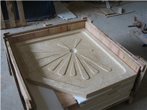 Beige Marble Shower Tray Giallo Atlantide Marble Shower Base for Bathroom