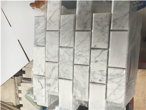 Bianco Carrara Cd Subway Mini Brick Mosaic Tile Beveled Brick Mosaic Tile