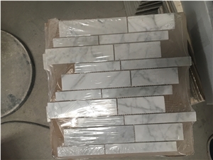 Bianco Carrara Cd Subway Mini Brick Mosaic Tile Beveled Brick Mosaic Tile