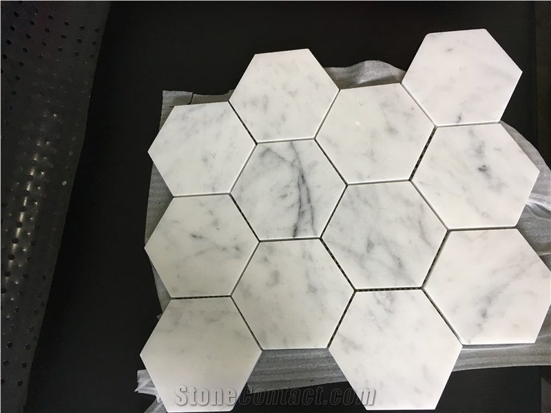 Bianco Carrara Cd Subway Mini Brick Mosaic Tile Beveled Brick Mosaic Tile
