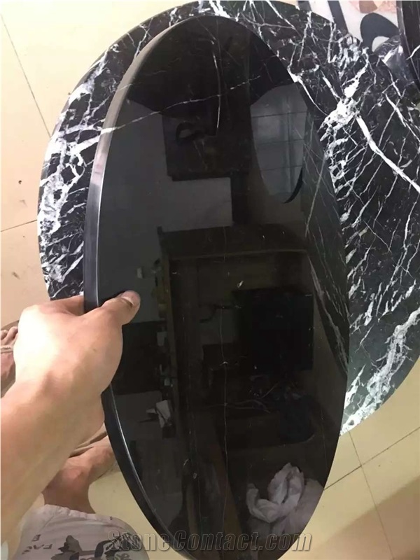 Black Marquina Marble Solid Surface Table Tops for Meeting Work Tops