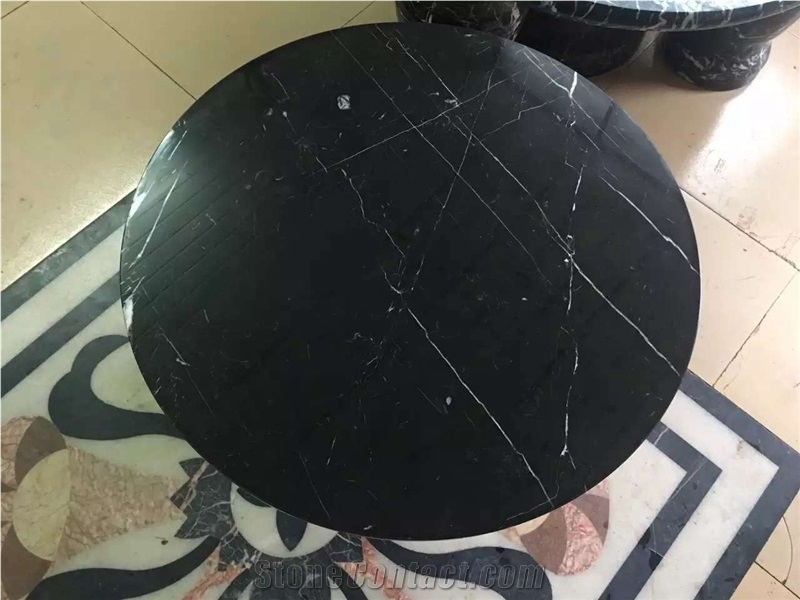 Black Marquina Marble Solid Surface Table Tops for Meeting Work Tops