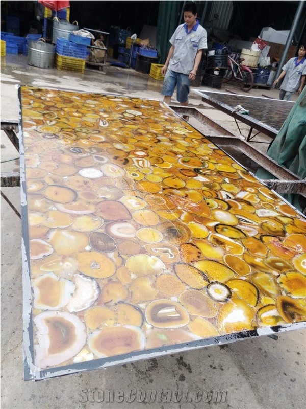 China Yellow Semiprecious Slab & Tiles,Luxury Semipreciouss Stone Wall Panel,Gemstone Interior Background Panel