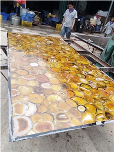 China Yellow Semiprecious Slab & Tiles,Luxury Semipreciouss Stone Wall Panel,Gemstone Interior Background Panel