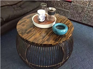 Gemstone Tiger Eye Round Table for Manmade Stone Home Decor