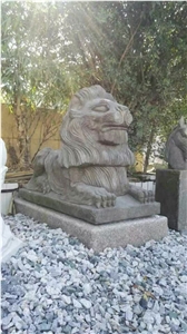 Lion Scupture,Grey Granite Landscape Lion State