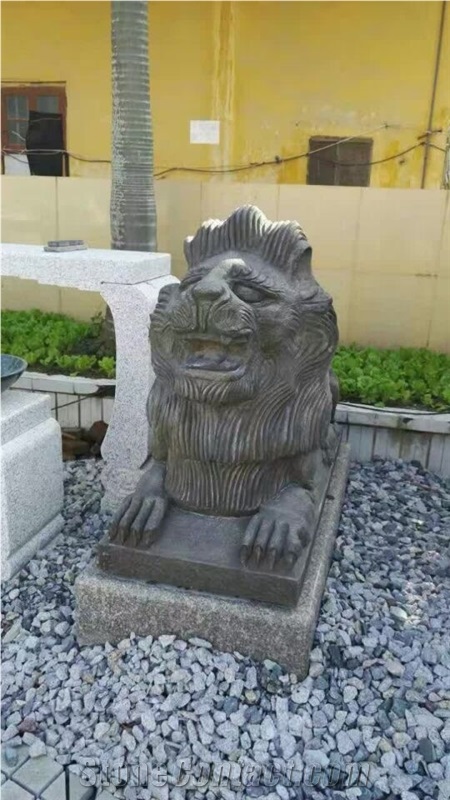Lion Scupture,Grey Granite Landscape Lion State