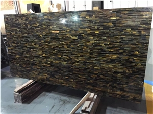 Luxury Gemstone Slab Tiger Eye Brown Color Slab for Hotels