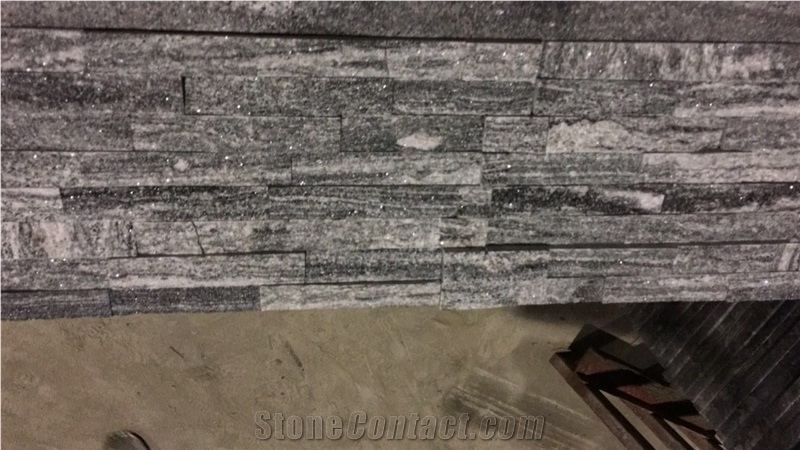 Nero Santiago Stacked Stone Veneer Split Face Culture Stone for Feature Wall