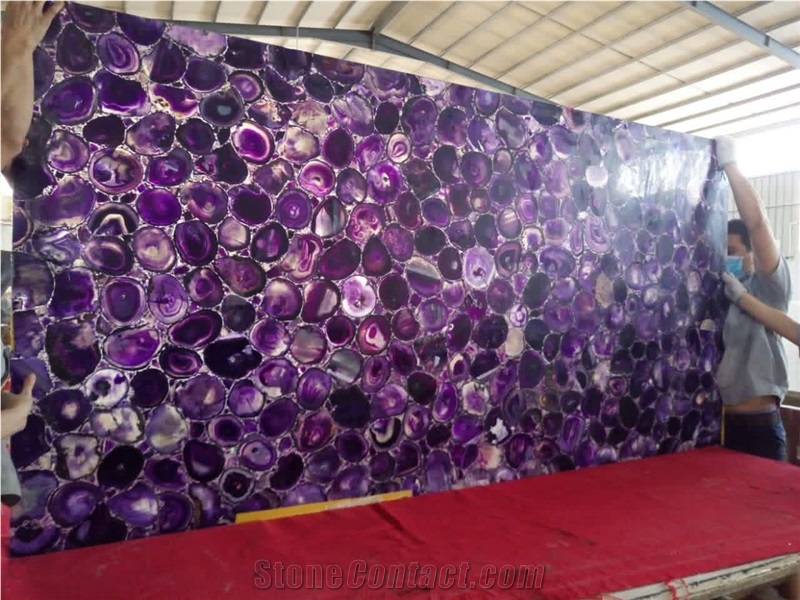 Purple Agate Slab & Tiles,Luxury Interior Background Decorate Tiles.Purple Agate for Shop and Lounge Wall Decoration,Lilac Semiprecious Stone