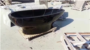 St.Laurent Marble Bathtub,Polished Black Marble Oval Bathtub