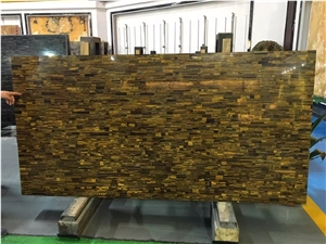 Yellow Semi Precious Stone Slabs for Walling Panel Tiger Eye Yellow Slab