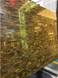 Yellow Semiprecious Stone Slabs Tiger Eye Yellow for Walling