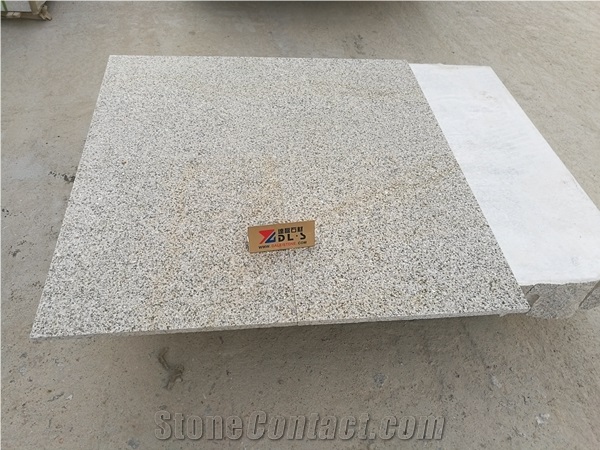 China Rustic Yellow Granite G682 Sandblasted Tile, Golden Garnet Wall Cladding, Sunset Gold Floor Patio Paver, Chinese Yellow Rock Project Contractor
