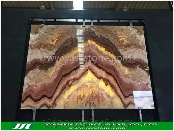 Bookmatched Red Onyx Slabs, Onice Red Vulcano Onyx Slabs & Tiles