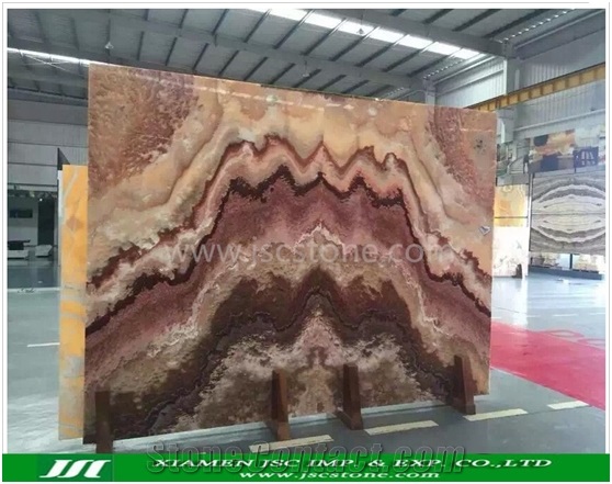 Bookmatched Red Onyx Slabs, Onice Red Vulcano Onyx Slabs & Tiles