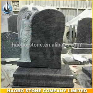 Customizable Bahama Blue Granite Angel Headstones