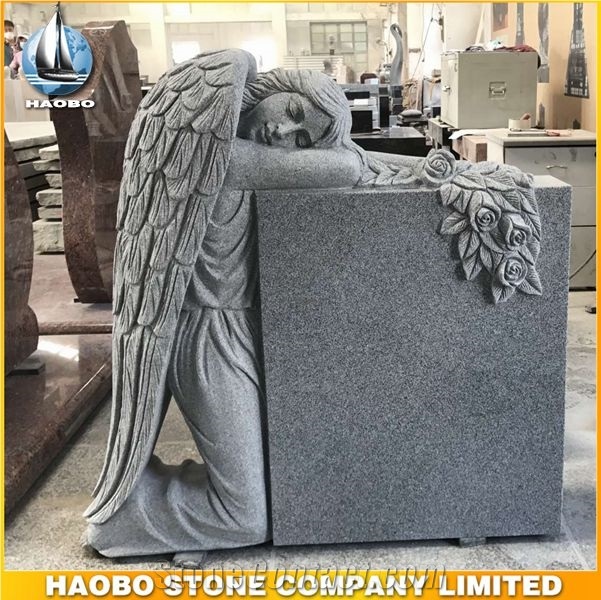 G633 Grey Granite Weeping Angel Monument