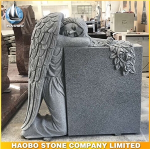 G633 Grey Granite Weeping Angel Monument