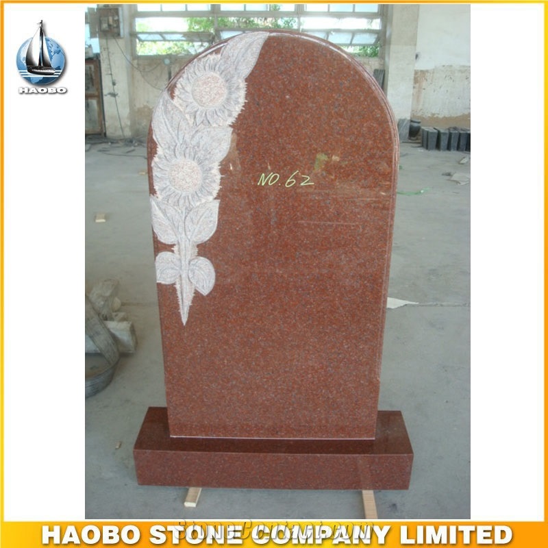 Upright Engraving Rose Carving Design Headstone