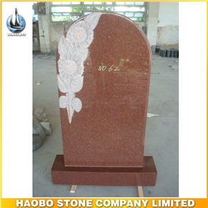 Upright Engraving Rose Carving Design Headstone