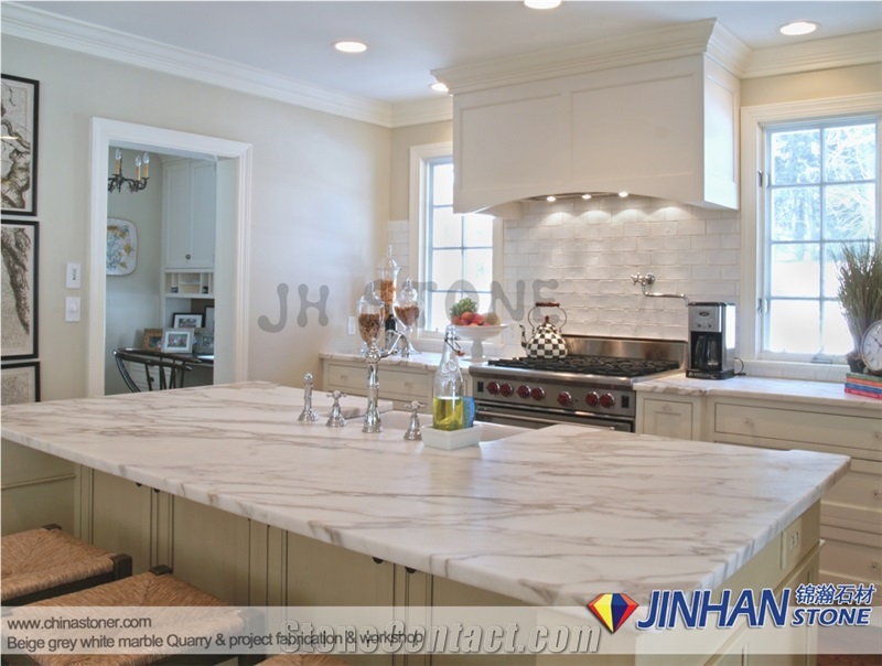 Bianco Carrara Statuario White Marble Kitchen Countertops
