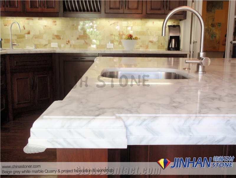 Bianco Carrara Statuario White Marble Kitchen Countertops