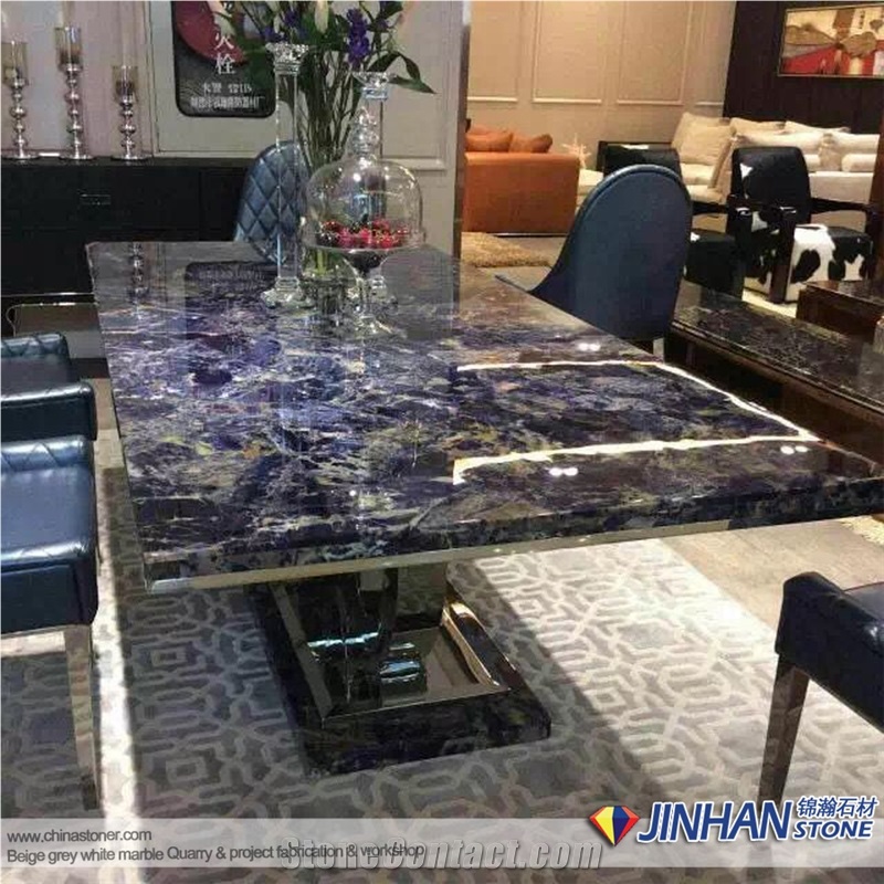 Blue Gemstone Sodalite Blue Table Top for Kitchen Countertops,Island Tops,Bar Top