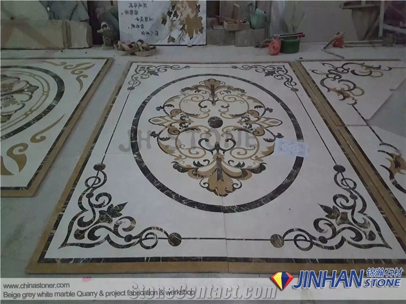 Composited Marble Waterjet Medallions, Square Medallions for Floor Carpet Medallions