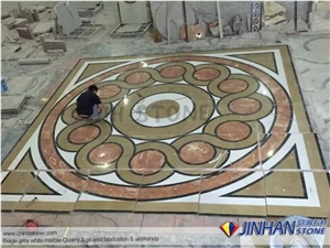 Composited Marble Waterjet Medallions, Square Medallions for Floor Carpet Medallions