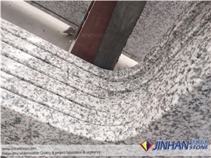 G655 White Granite Kitchen Countertops, Tongan White Granite Kitchen Bar Island Tops, Rice Grain White Prefabricated Granite Kitchen Worktops