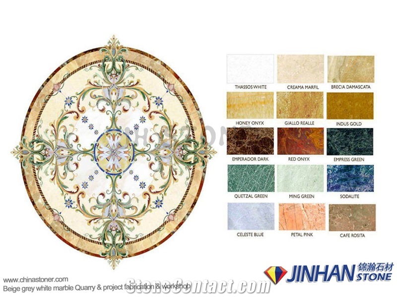 Mosaic Pattern, Water-Jet Medallion,Round, Square, Oval, Rectangular, Customized Pattern