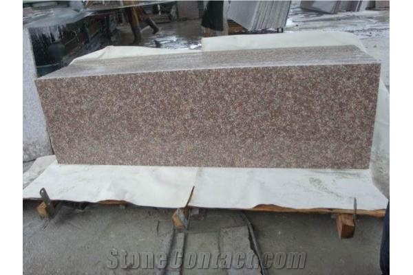 Polish Chinese Red Granite Steps, G687 Granite Pavement Stone Peach Red Granite Staircase, Peach Blossom Red Gutian Granite,Gutian Peach Flower Red Granite Stair