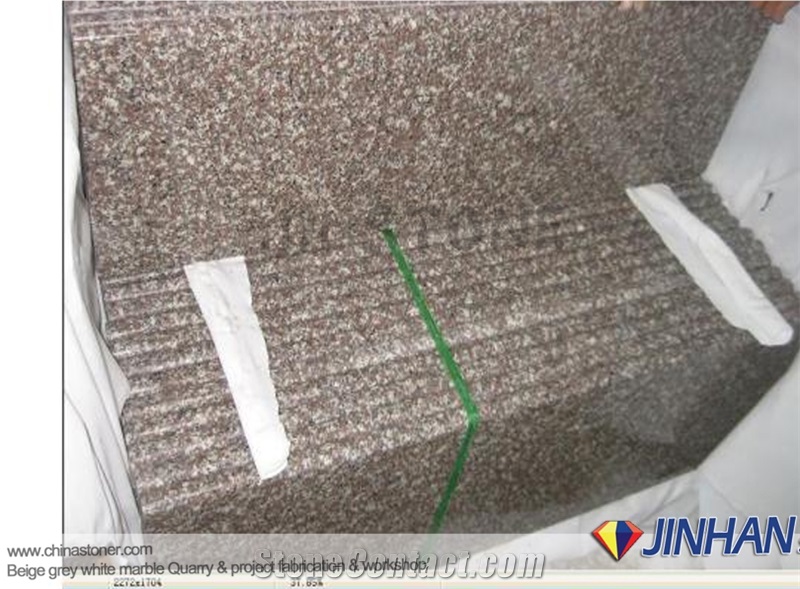 Polish Chinese Red Granite Steps, G687 Granite Pavement Stone Peach Red Granite Staircase, Peach Blossom Red Gutian Granite,Gutian Peach Flower Red Granite Stair
