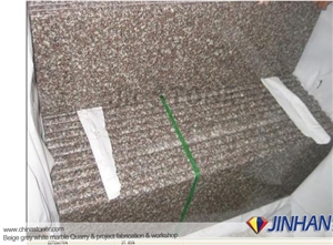 Polish Chinese Red Granite Steps, G687 Granite Pavement Stone Peach Red Granite Staircase, Peach Blossom Red Gutian Granite,Gutian Peach Flower Red Granite Stair