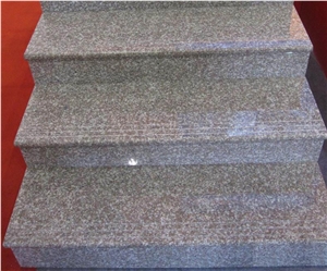 Polish Chinese Red Granite Steps, G687 Granite Pavement Stone Peach Red Granite Staircase, Peach Blossom Red Gutian Granite,Gutian Peach Flower Red Granite Stair