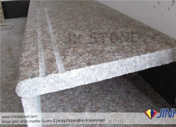 Polish Chinese Red Granite Steps, G687 Granite Pavement Stone Peach Red Granite Staircase, Peach Blossom Red Gutian Granite,Gutian Peach Flower Red Granite Stair