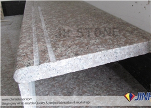 Polish Chinese Red Granite Steps, G687 Granite Pavement Stone Peach Red Granite Staircase, Peach Blossom Red Gutian Granite,Gutian Peach Flower Red Granite Stair