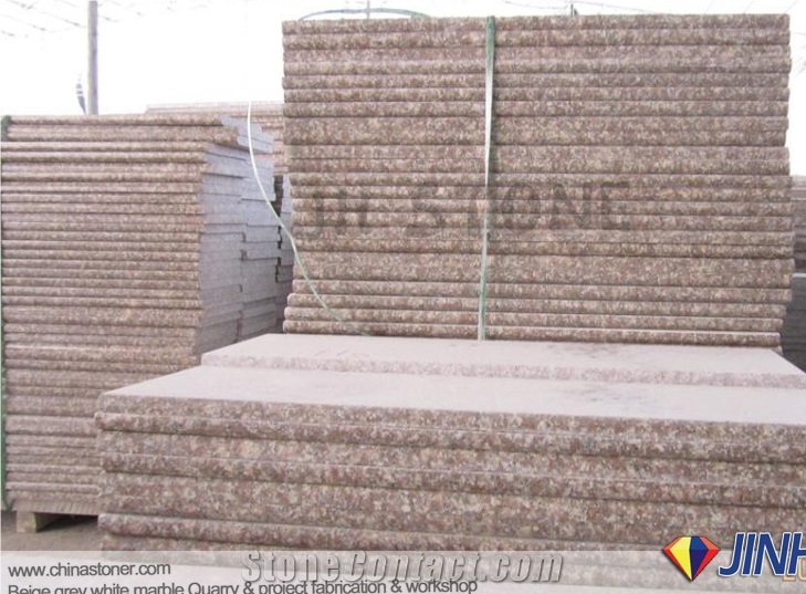 Polish Chinese Red Granite Steps, G687 Granite Pavement Stone Peach Red Granite Staircase, Peach Blossom Red Gutian Granite,Gutian Peach Flower Red Granite Stair