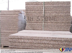 Polish Chinese Red Granite Steps, G687 Granite Pavement Stone Peach Red Granite Staircase, Peach Blossom Red Gutian Granite,Gutian Peach Flower Red Granite Stair