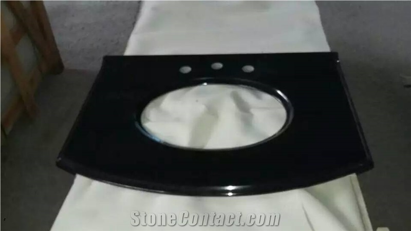Shanxi Black Granite Precut Bathroon Vanity Tops, Absolute Black Granite Prefab Bathroom Countertops