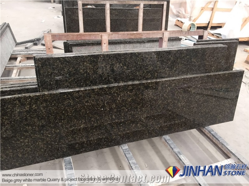 Verde Ubatuba Granite Countertops, Brazil Granite Prefab Kitchen Countertops