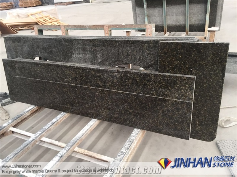 Verde Ubatuba Granite Countertops, Brazil Granite Prefab Kitchen Countertops