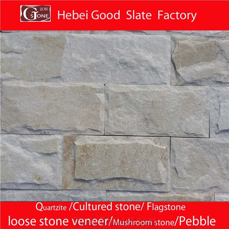 White Quartzite Mushroom Stone, Mushroomed Cladding, Mushroom Wall