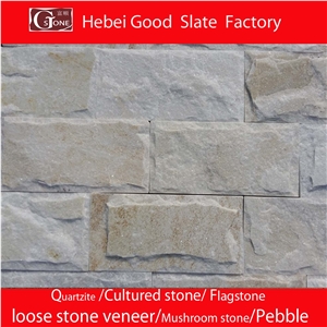 White Quartzite Mushroom Stone, Mushroomed Cladding, Mushroom Wall