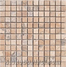 2.3x2.3 cm Travertine Mosaic Sheet,Square Mosaic Polished Turkey