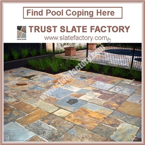 Autumn Gold Slate Patio Paver Stone,Autumn Slate Pool Paving Stone,Autumn Brown Pool Deck Pavers