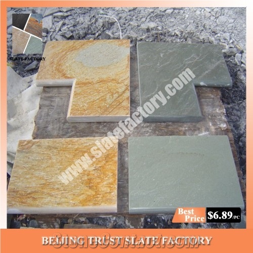 Silver Grey Quartzite Pool Deck Pavers, Gray Color Swimming Pool Deck Pavers,Nature Stone Pool Deck Drain