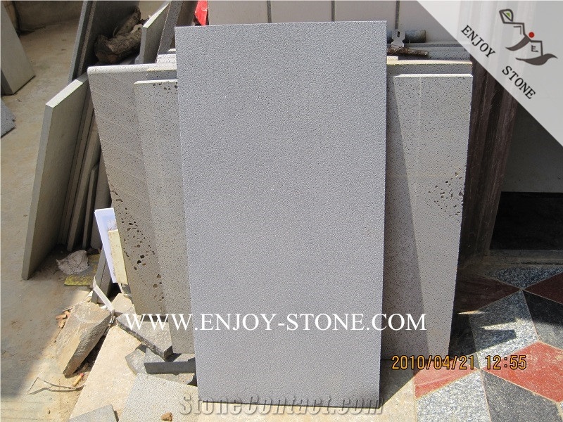 Hainan Basalt Sandblasted Tiles, China Basaltina Floor Tiles, Sandblasting Finish Chinese Basalto Tiles&Slabs